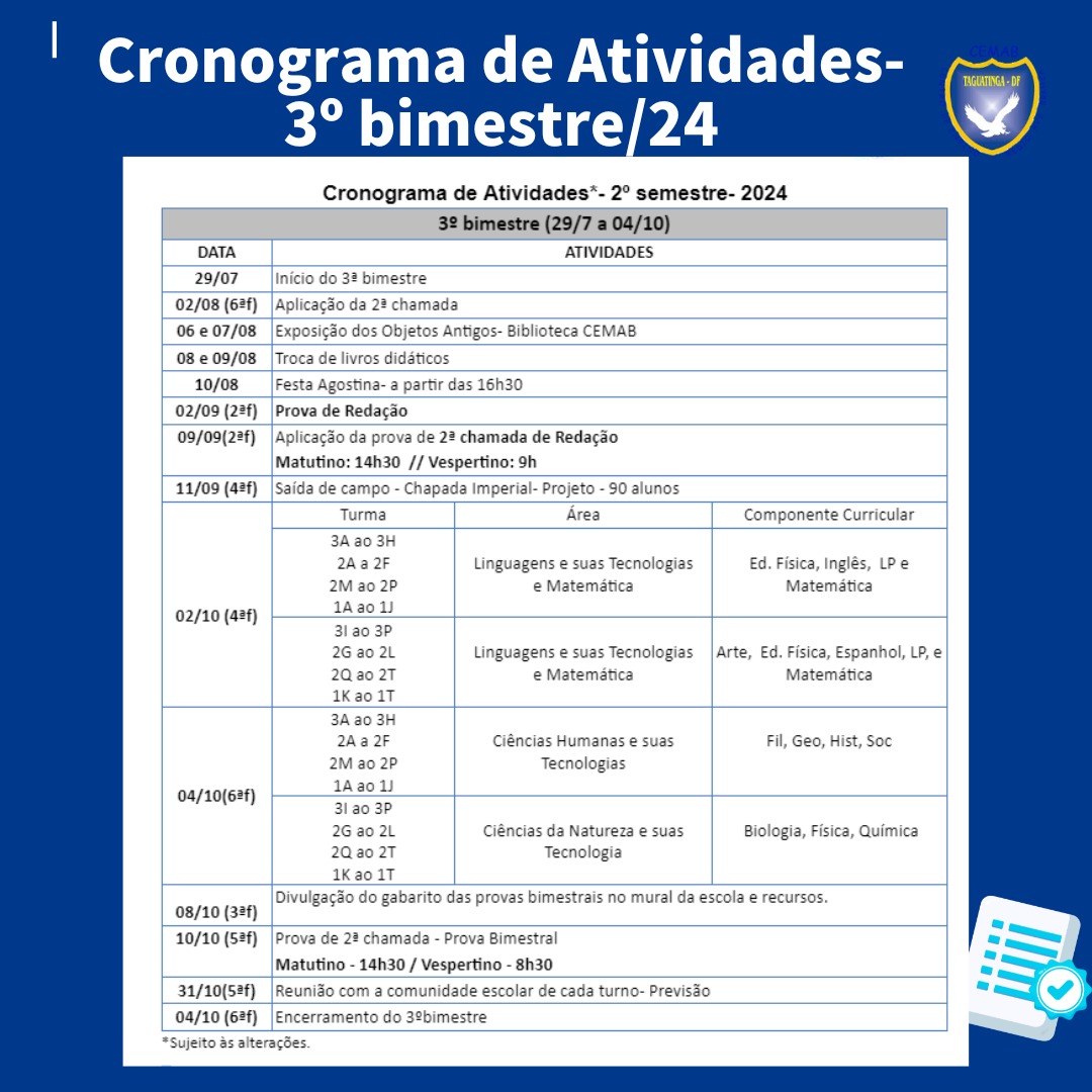 Cronograma de atividades 3º bimestre…